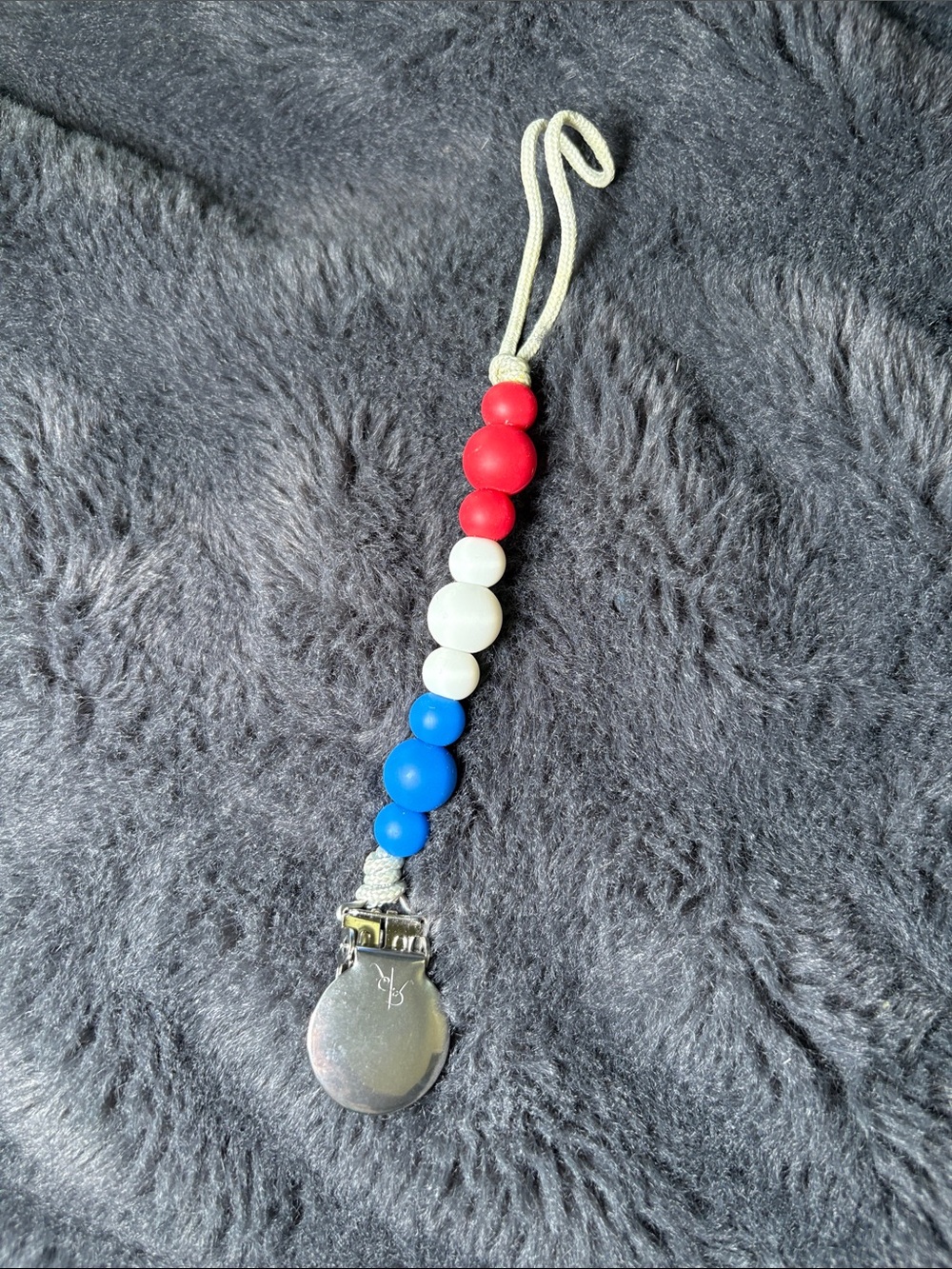 Silicone Bead Pacifier Clip - Red White Blue